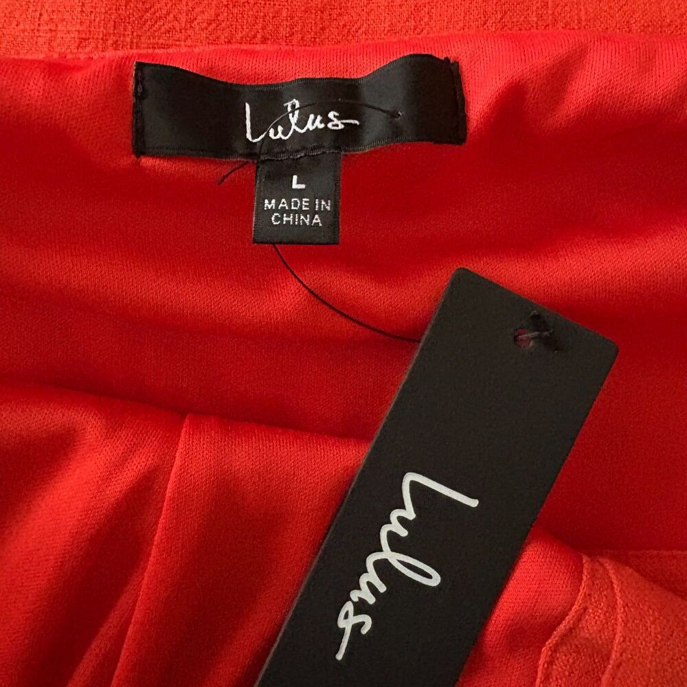 NWT Lulu's Sunny Personality Button Front Sundress Orange Linen Blend Large - Picture 6 of 7
